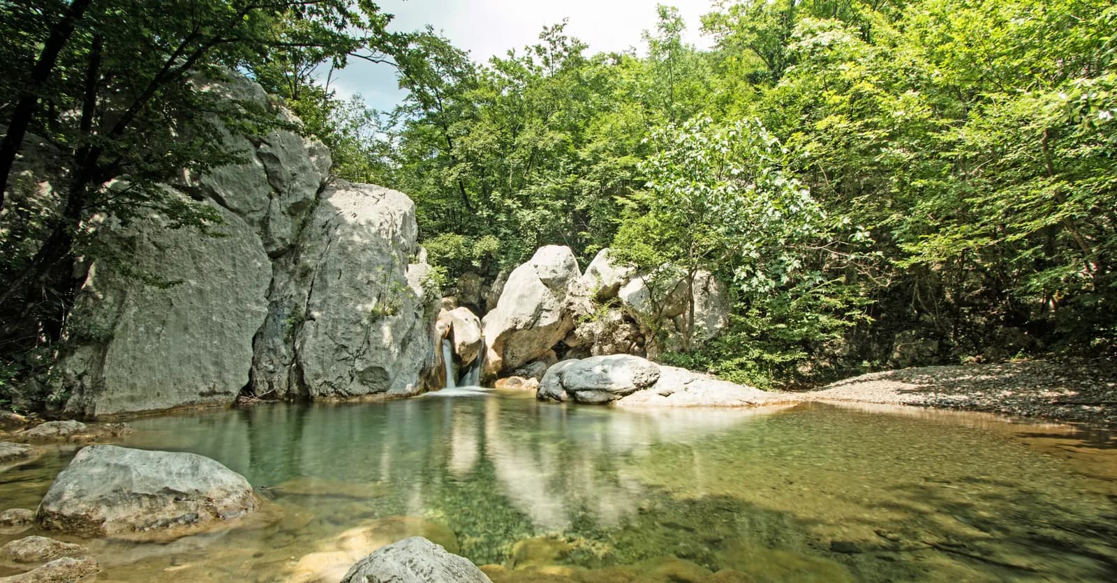 Wide view across Velika Paklenica canyon and Velebit mountain landscape